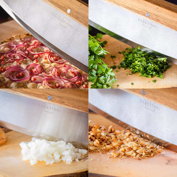 Couteau à pizza extra large en acier inoxydable et bois 33cm - Silberthal