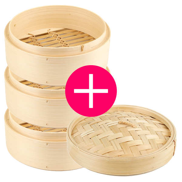 Batch 3 Bamboo steam basket 20cm + 1 lid Shao Mai