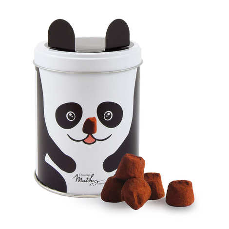 Nature fancy truffles - Panda metal box - Chocolat Mathez