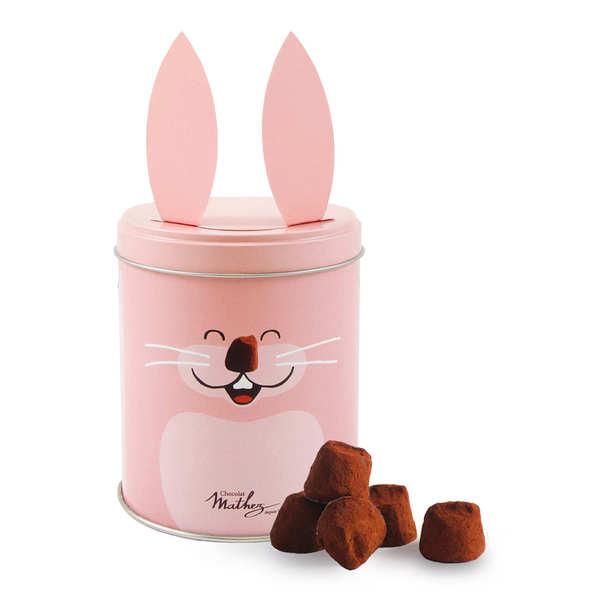 Fancy sparkling sugar truffles - Rabbit tin box - Chocolat Mathez