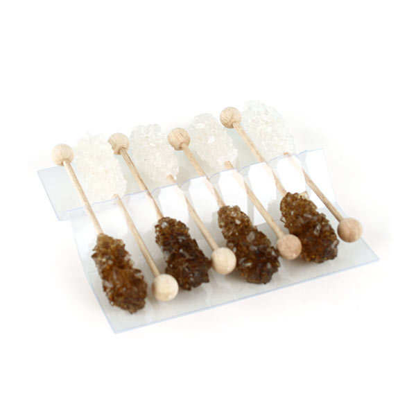 8 Bâtonnets de sucre Candy blancs et bruns boîte transparente