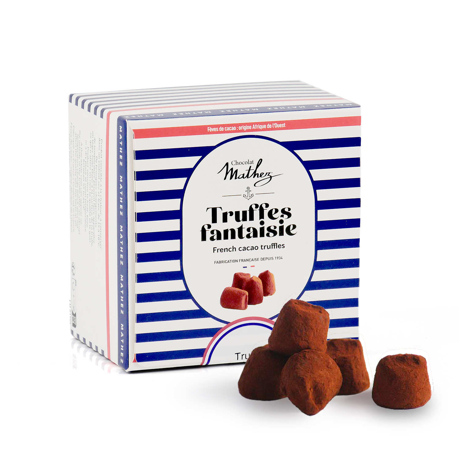 Natural classic chocolate truffles Navy box Chocolat Mathez