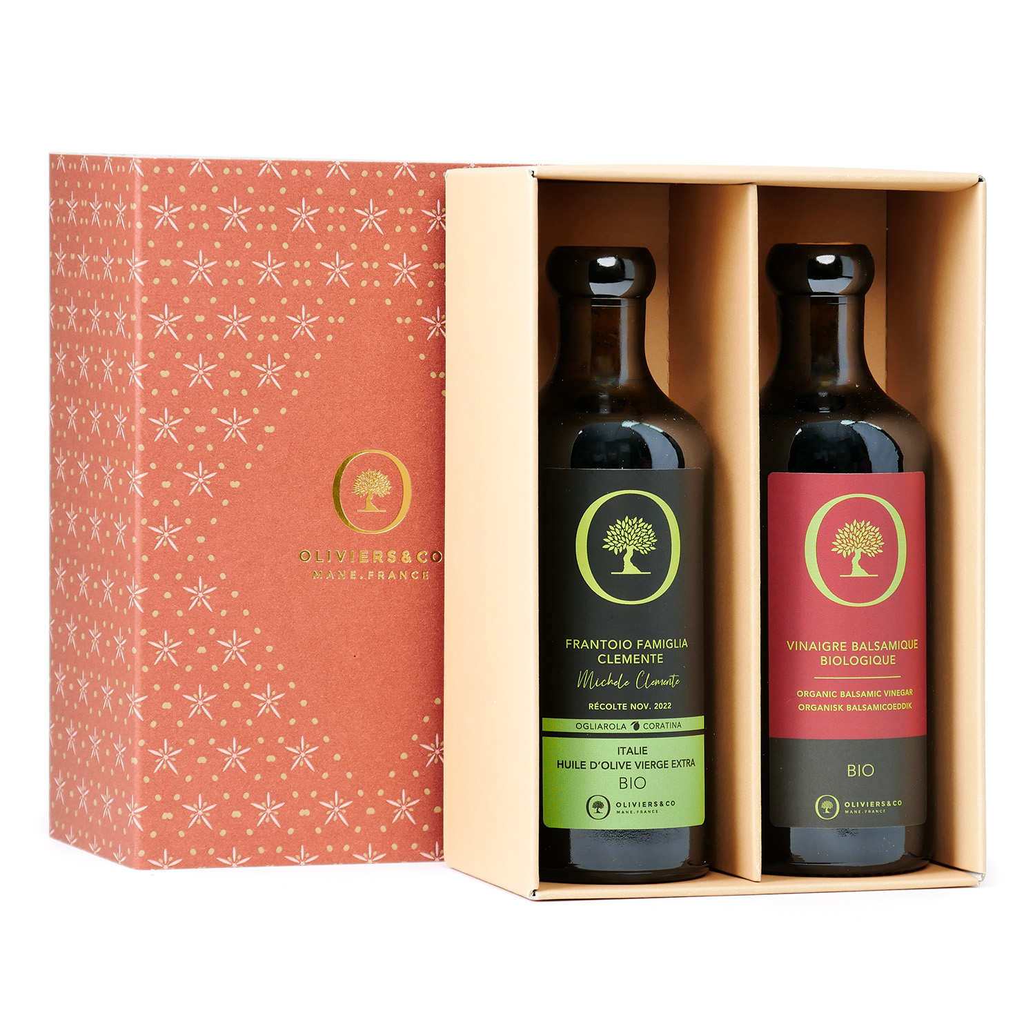 Coffret cadeau Duo Bio : huile d'olive Italie et vinaigre balsamique -  Oliviers & Co