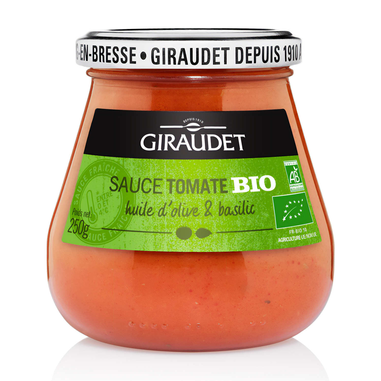 Sauce tomate bio et fraîche à l'huile d'olive et basilic Giraudet
