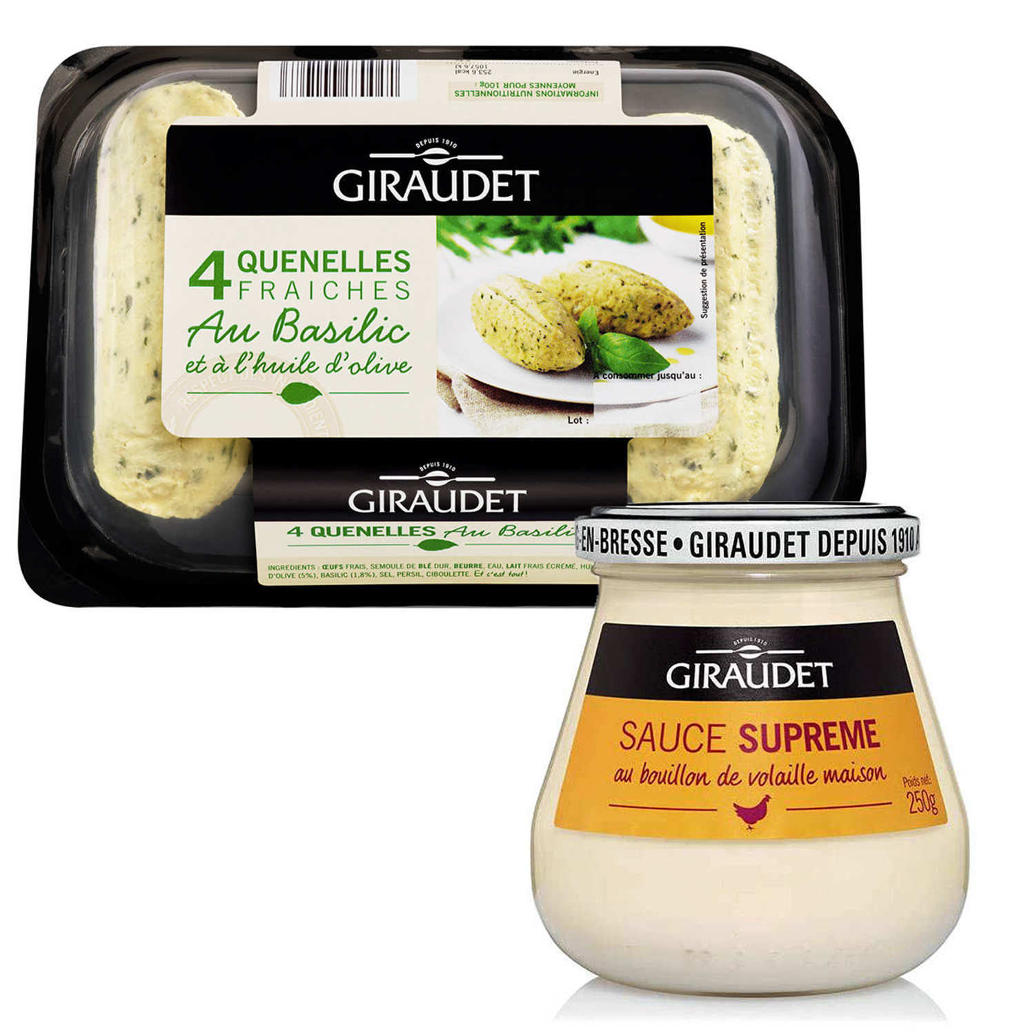 Batch of 4 fresh basil & olive oil quenelles + supreme sauce Giraudet