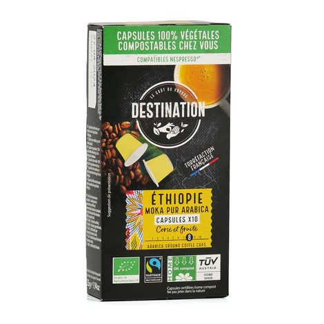 10 Capsules Bio et Équitables, Compatibles Nespresso: Arabica  Honduras/Ethiopie