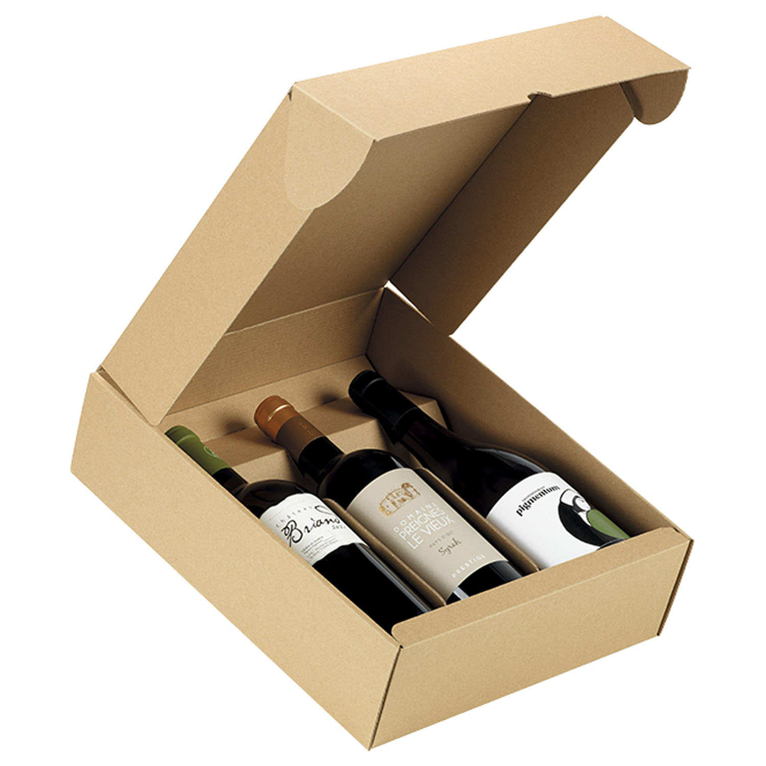 Coffret 3 bouteilles en carton kraft cannelé 41 cm (h)