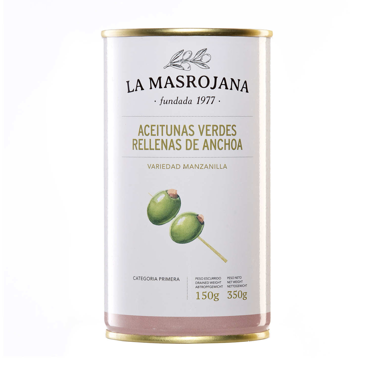Green olives stuffed with anchovies - La Masrojana