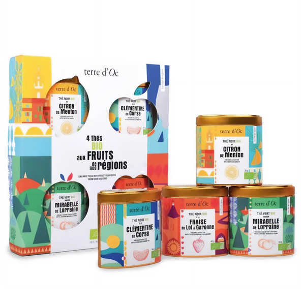 Coffret 4 thés bio aux fruits de nos régions - Terre d'Oc