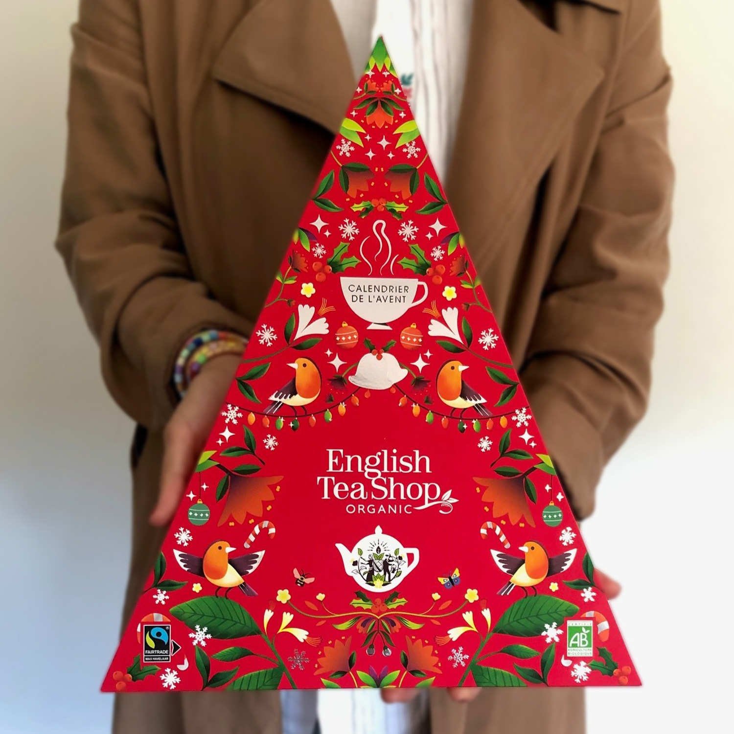 English tea shop organic book style red advent calendar online 25 pyramid tea bags