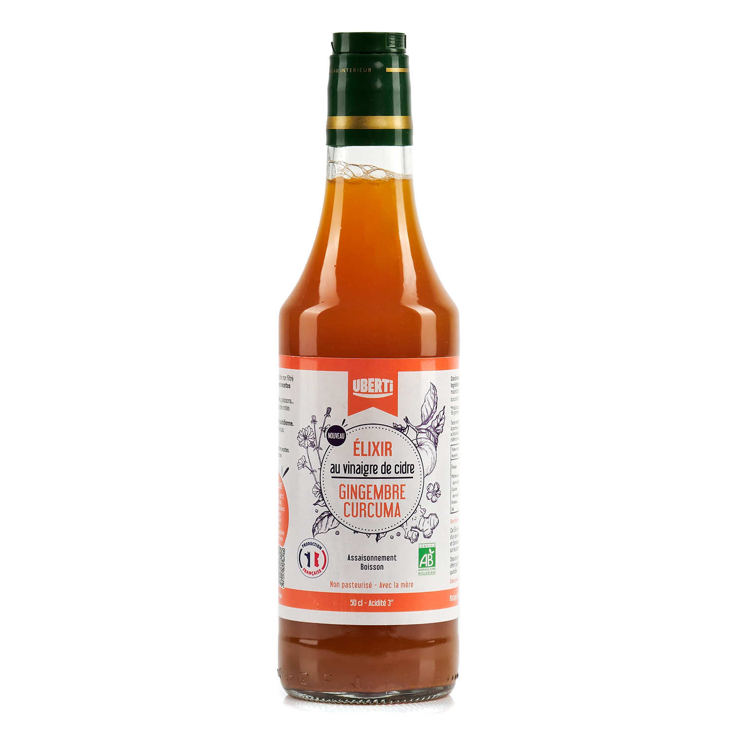 Élixir à boire bio Uberti au vinaigre de cidre, curcuma et gingembre — free download