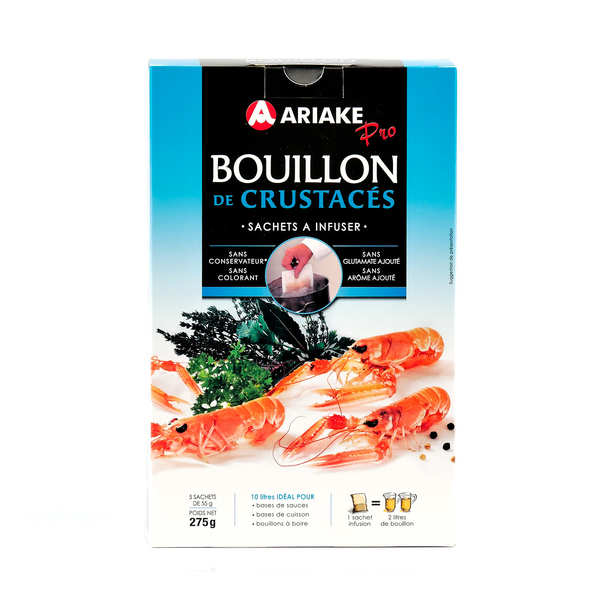 Bouillon de crustacés - Ariaké - Gros conditionnement 10L - Boîte de 5 sachets de 2L