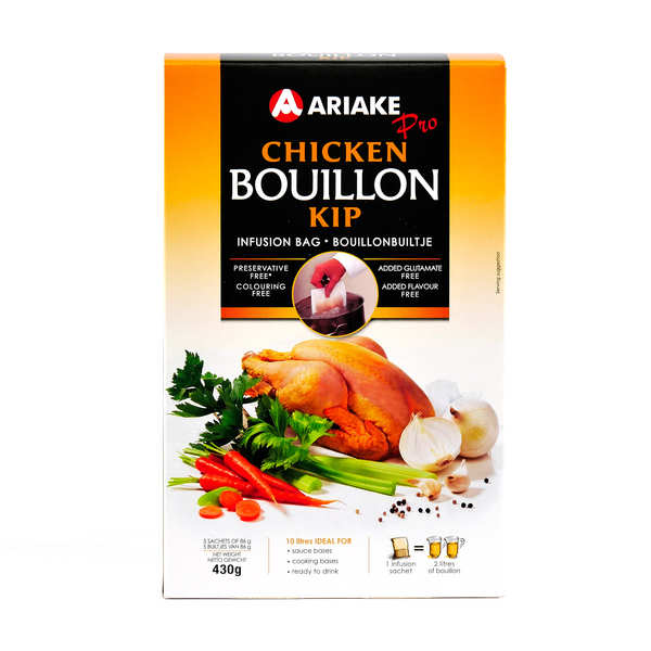 Bouillon de volailles - Ariaké - Gros conditionnement 10L - Boîte de 5 sachets de 2L