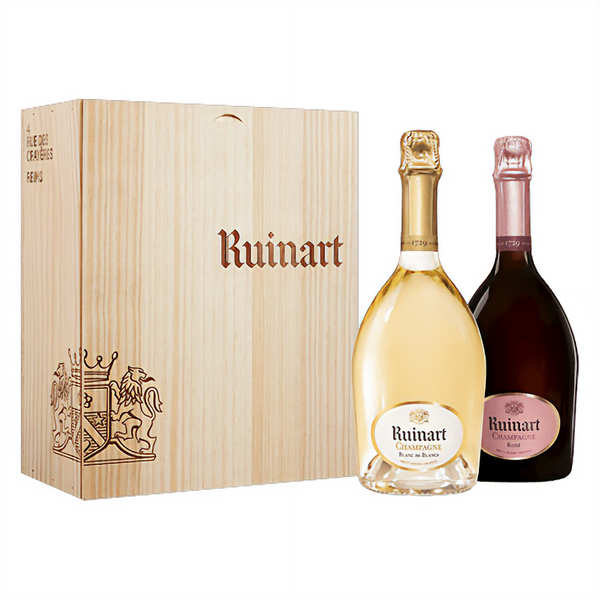 Ruinart Champagne duo wooden case 1 Blanc de Blancs + 1 Rosé