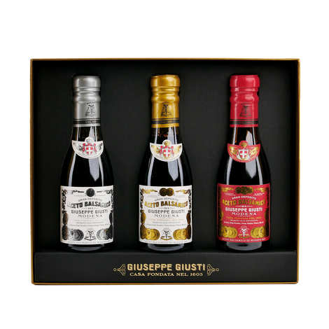 Giusti - Coffret cadeau Trio de vinaigre Balsamique de Modène - 1 médaille d'argent, 2 et 3 Médailles d'or