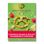 Bretzels chocolat blanc - Eclats de framboise et pistache