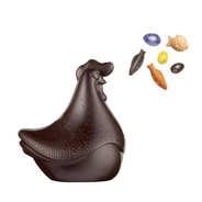 Poule Georgette chocolat noir garnie de friture de Pâques multicolore