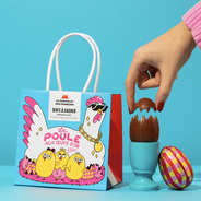 Sac bleu de 5 œufs à cacher au chocolat au lait