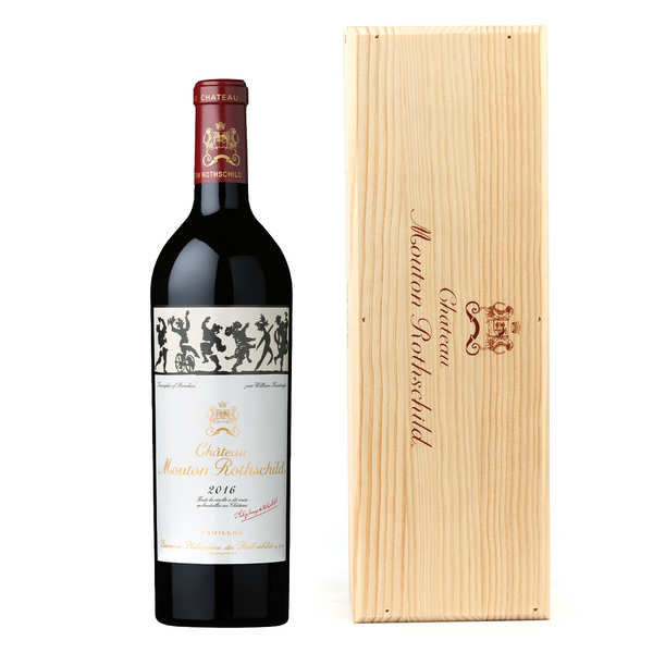 Château Mouton Rothschild 2016 in individual wooden case - Baron