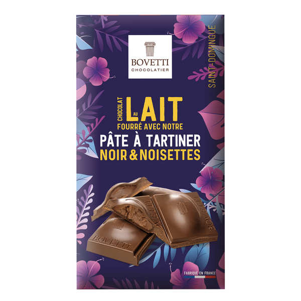 Choklet Organic milk chocolate bar filled with dark chocolate and hazelnut ...