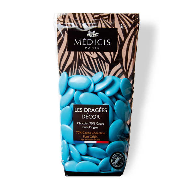 Turquoise Dark Chocolate Dragées 70 cocoa Dragées Médicis