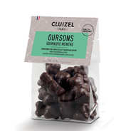 Sachet d'oursons guimauve à la menthe enrobés de chocolat noir