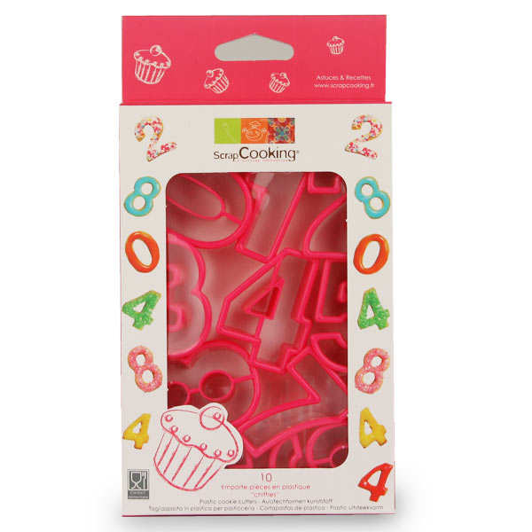 Emporte-pièces en plastique chiffres - boîte 10 emporte-pièces