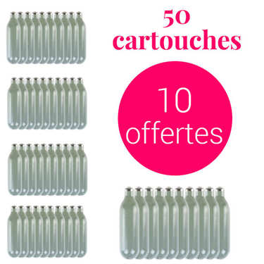 40 cartouches de 8g de N2O pour siphon chantilly + 10 offertes 40 cartouches de 8g de N2O pour siphon chantilly + 10 offertes